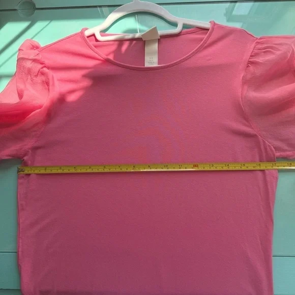 H&M Pink Ruffled Puff Sleeve Blouse Women’s M Streetwear Casual - Picture 9 of 11